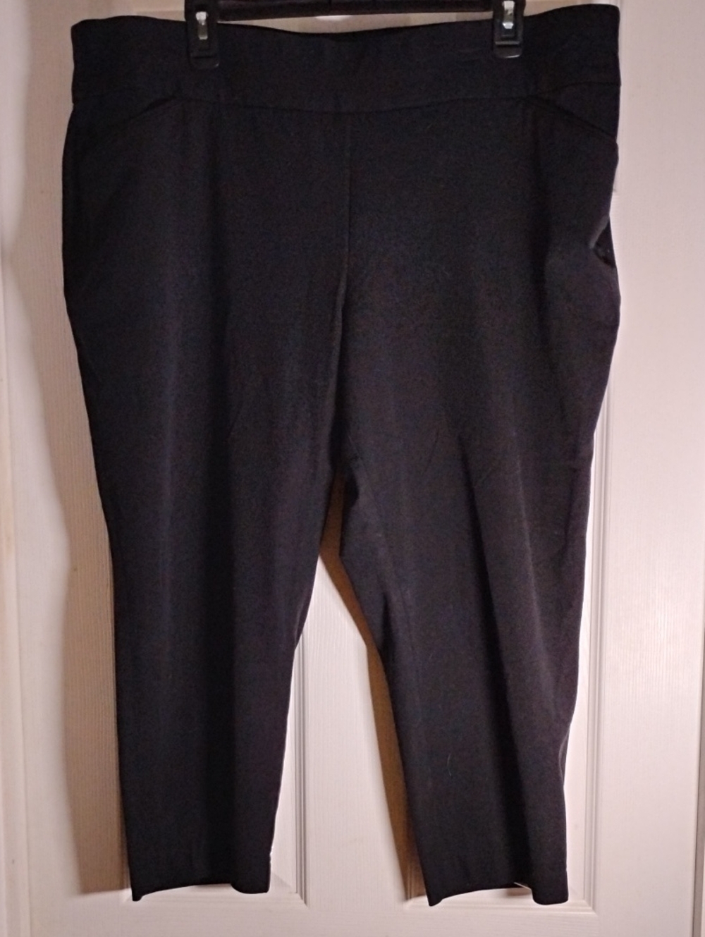 Cropped Knit Navy Blue Pull On Straight Leg Pants Signature Slimming CJ Banks
